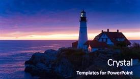  Presentation with rocky ocean coast - PPT theme with new england marking lighting rock background and a wine colored foreground