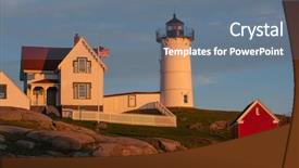  Presentation with rocky ocean coast - Slide deck having new england marking lighting rock background and a gray colored foreground