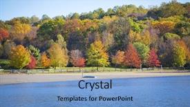  Presentation with fall lake - PPT theme enhanced with new england scenery - beautiful blue lake and colorful background and a  colored foreground