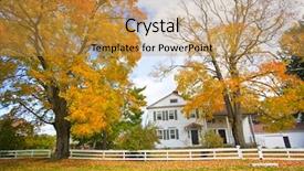  Presentation with country fall - Colorful theme enhanced with new england scenery - beautiful country building backdrop and a gold colored foreground