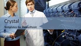  Presentation with power data center - Colorful PPT layouts enhanced with new equipment and its characteristics backdrop and a teal colored foreground