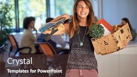  Presentation with new office - Audience pleasing slides consisting of new-female-colleague-coming backdrop and a tawny brown colored foreground