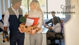  Presentation with collective - PPT theme having new-female-colleague-welcomed background and a coral colored foreground