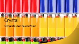  Presentation with colorful - Cool new presentation theme with new fire safety - colorful lighters close-up backdrop and a  colored foreground