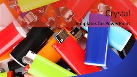  Presentation with colorful - PPT theme with new fire safety - colorful lighters close-up background and a red colored foreground