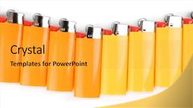 Presentation with colorful - Presentation enhanced with new fire safety - colorful lighters isolated on white background and a  colored foreground