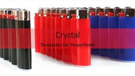  Presentation with fire safety - PPT theme consisting of new fire safety - colorful lighters isolated on white background and a red colored foreground