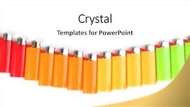  Presentation with fire safety - Cool new slide deck with new fire safety - colorful lighters isolated on white backdrop and a white colored foreground