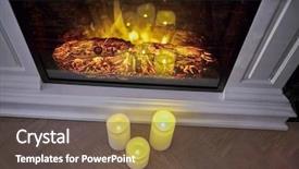  Presentation with fire safety - Audience pleasing PPT layouts consisting of new fire safety - fireplace with burning woods inside backdrop and a dark gray colored foreground