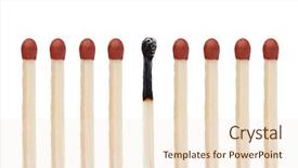  Presentation with fire safety - Slide deck with new fire safety - set of wooden matches isolated background and a cream colored foreground