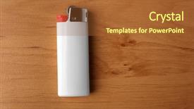  Presentation with wooden lighting - Cool new presentation design with new fire safety - white gas lighter on wooden backdrop and a red colored foreground