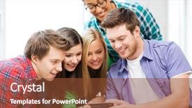  Presentation with technology students - Amazing slide set having new friends - education and technology - group backdrop and a tawny brown colored foreground