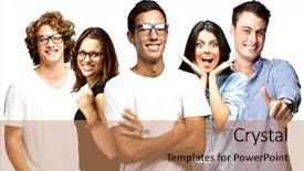  Presentation with cartoon black white people - Slide deck consisting of new friends - young people smiling over white background and a coral colored foreground