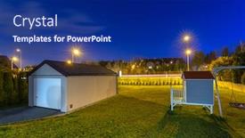  Presentation with poland - Presentation theme with new-garage-in-the-garden background and a navy blue colored foreground