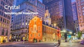  Presentation with history of usa - Colorful PPT theme enhanced with new government - boston massachusetts usa old state backdrop and a ocean colored foreground