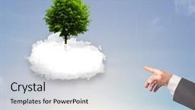  Presentation with green tree - Presentation theme enhanced with new heaven new earth - hand pointing at a green background and a light gray colored foreground