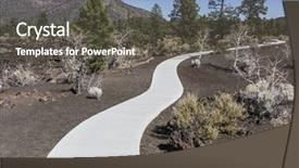  Presentation with handicap - Presentation theme enhanced with new handicap accessible sidewalk trail through lava forest at sunset crater volcano national monument near flagstaff arizona background and a dark gray colored foreground