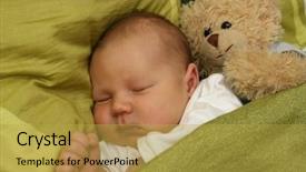  Presentation with newborn baby - PPT layouts featuring dreaming newborn baby - 3 weeks background and a yellow colored foreground