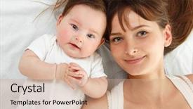  Presentation with happy baby - Audience pleasing slide deck consisting of child health care two - happy young mother with cute backdrop and a coral colored foreground