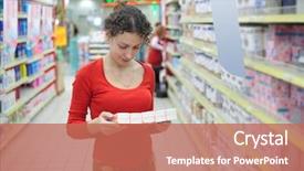  Presentation with hygiene - Colorful PPT theme enhanced with personal protection items - young woman in shop backdrop and a  colored foreground