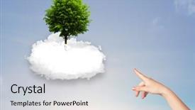  Presentation with green tree - PPT theme featuring new heaven new earth - hand pointing at a green background and a  colored foreground