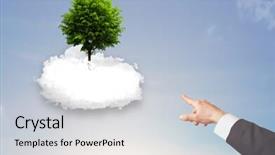  Presentation with green tree - Presentation design featuring new heaven new earth - hand pointing at a green background and a  colored foreground