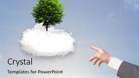  Presentation with green tree - Theme consisting of new heaven new earth - hand pointing at a green background and a  colored foreground