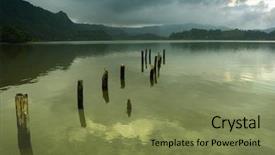  Presentation with nautre lake - PPT layouts consisting of new heaven new earth - lake of furnas in azores background and a violet colored foreground