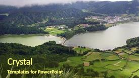  Presentation with island - Colorful slide set enhanced with new heaven new earth - seven lake city in azores backdrop and a tawny brown colored foreground