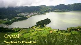  Presentation with island - Presentation design consisting of new heaven new earth - seven lake city in azores background and a tawny brown colored foreground