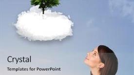  Presentation with tree sky trees green - Amazing PPT layouts having new heaven new earth - young girl pointing backdrop and a  colored foreground