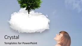  Presentation with green tree - Presentation theme featuring nanotech - science concept chalk blue text background and a gray colored foreground.