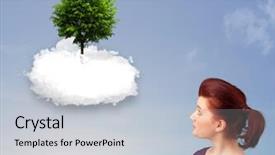  Presentation with green tree - Beautiful slide deck featuring new heaven new earth - young girl pointing backdrop and a  colored foreground