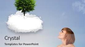  Presentation with green earth - Beautiful slides featuring new heaven new earth - young girl pointing backdrop and a  colored foreground