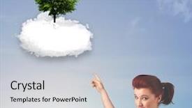  Presentation with green tree - Presentation theme featuring new heaven new earth - young girl pointing background and a  colored foreground