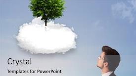  Presentation with environmental psychology man green - Presentation design having new heaven new earth - young man pointing background and a  colored foreground