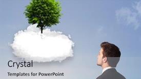  Presentation with green earth - Audience pleasing presentation design consisting of new heaven new earth - young man pointing backdrop and a  colored foreground