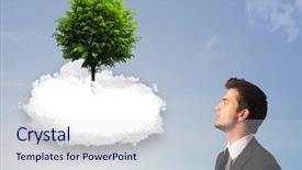  Presentation with environmental psychology man green - Presentation consisting of new heaven new earth - young man pointing background and a  colored foreground