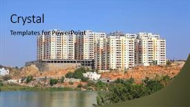  Presentation with constructions - PPT theme consisting of new high rise apartment building background and a light blue colored foreground