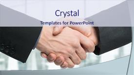  Presentation with shaking hands - Presentation design having new hire - business men shaking hands background and a sky blue colored foreground