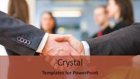  Presentation with new office - Amazing PPT theme having new hire - business people shaking their hands backdrop and a red colored foreground