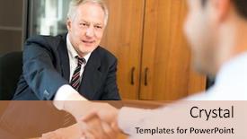  Presentation with shaking hands - Audience pleasing slide deck consisting of new hire - business people shaking their hands backdrop and a coral colored foreground