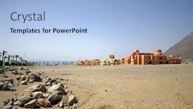  Presentation with holiday - Audience pleasing theme consisting of new-holiday-tourist-resort backdrop and a light blue colored foreground