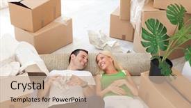  Presentation with middle schools - PPT layouts with new home - young smiling couple relaxing background and a soft green colored foreground