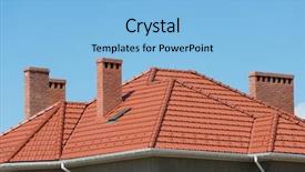  Presentation with new home - Slides with modern house chimney red - new home and roof background and a light blue colored foreground