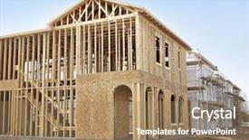  Presentation with new home - Colorful PPT theme enhanced with new home construction framing backdrop and a coral colored foreground