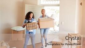  Presentation with elementary school female career day technology - PPT theme with new home on moving day background and a  colored foreground