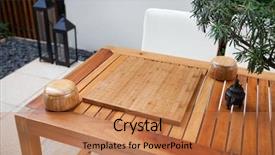  Presentation with bonsai - Presentation theme enhanced with new home patio empty chinese background and a coral colored foreground