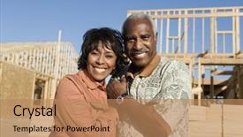  Presentation with under construction - Slide deck consisting of new home still under construction background and a coral colored foreground