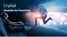  Presentation with television media - Cool new PPT layouts with new-home-television-technologies-mixed backdrop and a navy blue colored foreground